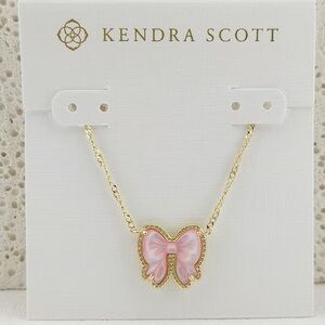 Kendra Scott Haley Pink Bow Gold Pendant Necklace